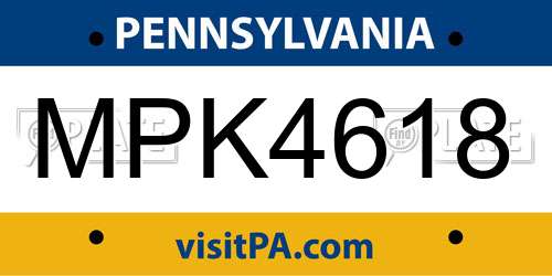 MPK4618 Pennsylvania License Plate