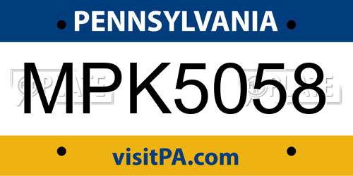 MPK5058 Pennsylvania License Plate