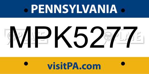 MPK5277 Pennsylvania License Plate