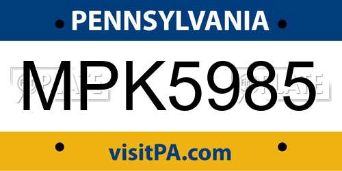 MPK5985 Pennsylvania License Plate