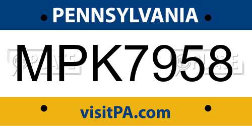 MPK7958 Pennsylvania License Plate