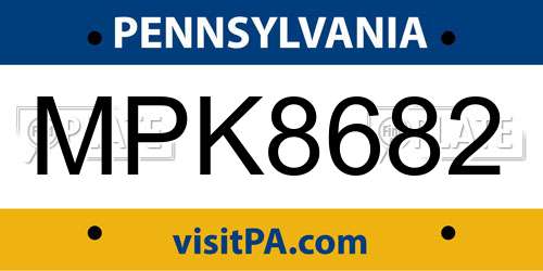 MPK8682 Pennsylvania License Plate