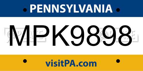 MPK9898 Pennsylvania License Plate