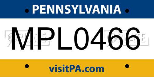 MPL0466 Pennsylvania License Plate