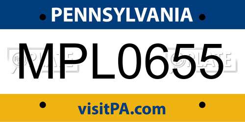 MPL0655 Pennsylvania License Plate
