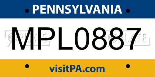 MPL0887 Pennsylvania License Plate