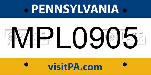 MPL0905 Pennsylvania License Plate
