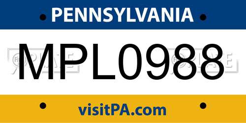 MPL0988 Pennsylvania License Plate