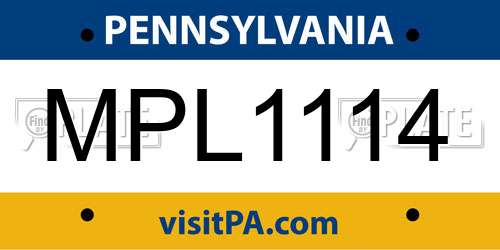 MPL1114 Pennsylvania License Plate
