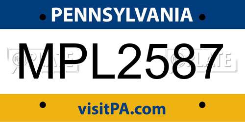 MPL2587 Pennsylvania License Plate