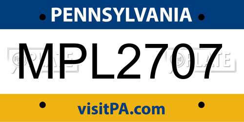 MPL2707 Pennsylvania License Plate