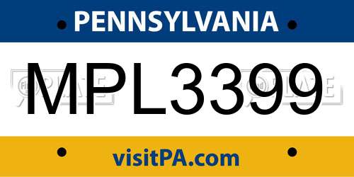 MPL3399 Pennsylvania License Plate