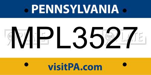 MPL3527 Pennsylvania License Plate