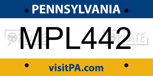 MPL442 Pennsylvania License Plate