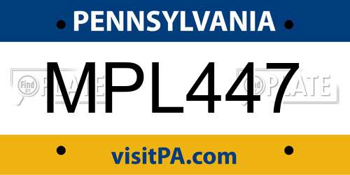 MPL447 Pennsylvania License Plate