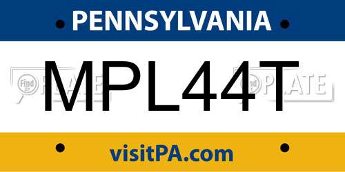 MPL44T Pennsylvania License Plate