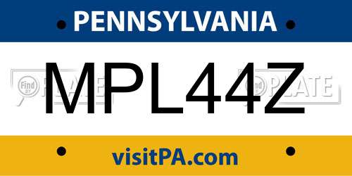 MPL44Z Pennsylvania License Plate