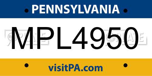 MPL4950 Pennsylvania License Plate