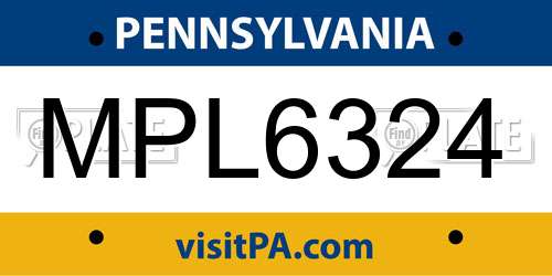 MPL6324 Pennsylvania License Plate