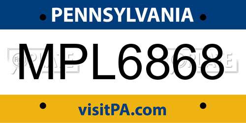 MPL6868 Pennsylvania License Plate