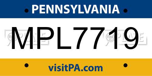 MPL7719 Pennsylvania License Plate