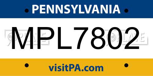 MPL7802 Pennsylvania License Plate
