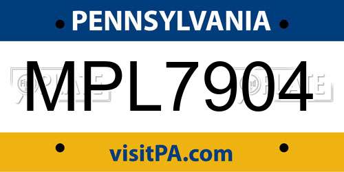 MPL7904 Pennsylvania License Plate