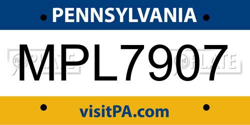 MPL7907 Pennsylvania License Plate