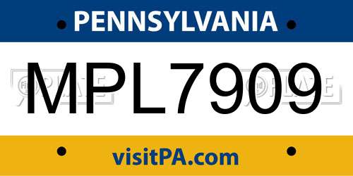 MPL7909 Pennsylvania License Plate