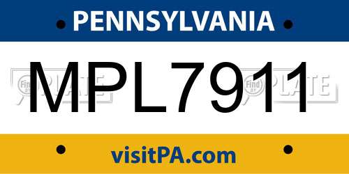 MPL7911 Pennsylvania License Plate