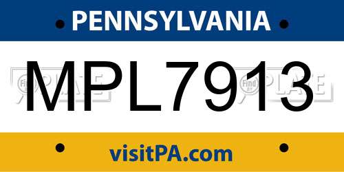 MPL7913 Pennsylvania License Plate