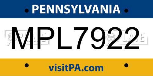 MPL7922 Pennsylvania License Plate