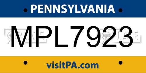 MPL7923 Pennsylvania License Plate