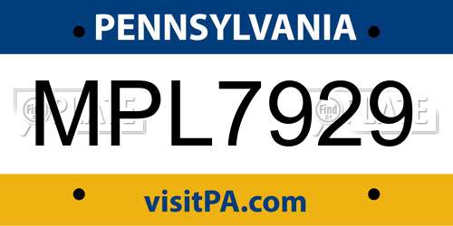 MPL7929 Pennsylvania License Plate