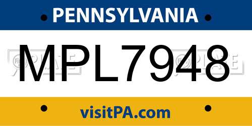 MPL7948 Pennsylvania License Plate