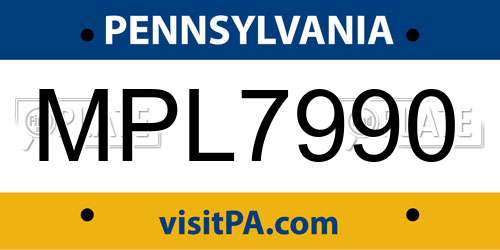 MPL7990 Pennsylvania License Plate