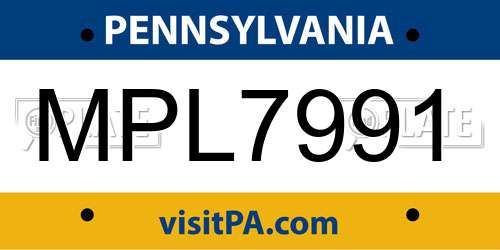 MPL7991 Pennsylvania License Plate