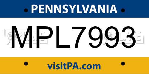 MPL7993 Pennsylvania License Plate
