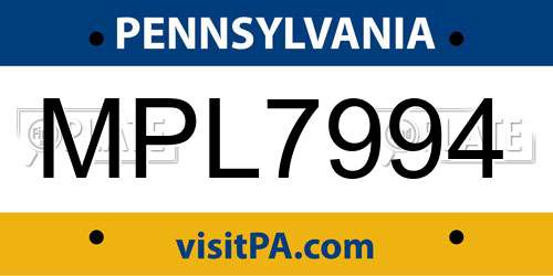 MPL7994 Pennsylvania License Plate