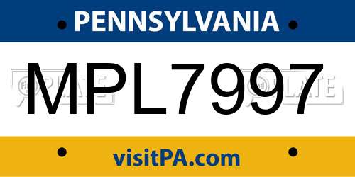 MPL7997 Pennsylvania License Plate