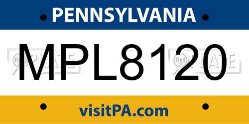 MPL8120 Pennsylvania License Plate