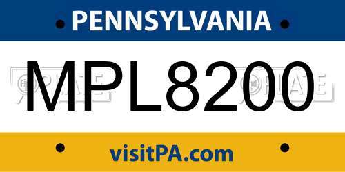 MPL8200 Pennsylvania License Plate