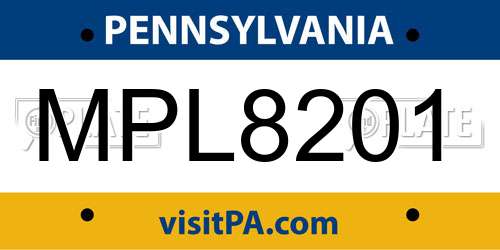 MPL8201 Pennsylvania License Plate