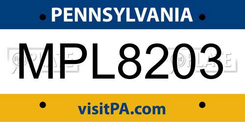 MPL8203 Pennsylvania License Plate