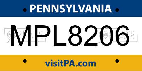 MPL8206 Pennsylvania License Plate