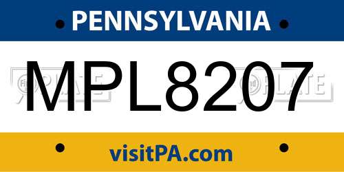 MPL8207 Pennsylvania License Plate