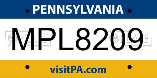 MPL8209 Pennsylvania License Plate