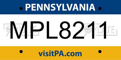MPL8211 Pennsylvania License Plate