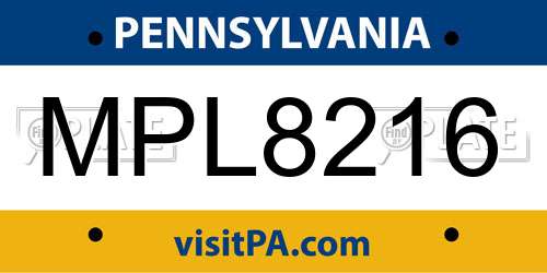 MPL8216 Pennsylvania License Plate