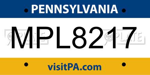 MPL8217 Pennsylvania License Plate